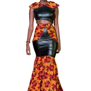 The Nuru Set – Crop Top & Skirt in Tricolor Ankara
