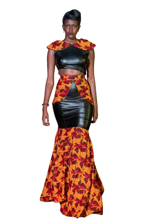 The Nuru Set – Crop Top & Skirt in Tricolor Ankara