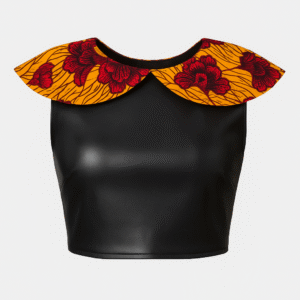 Ankara faux leather crop top