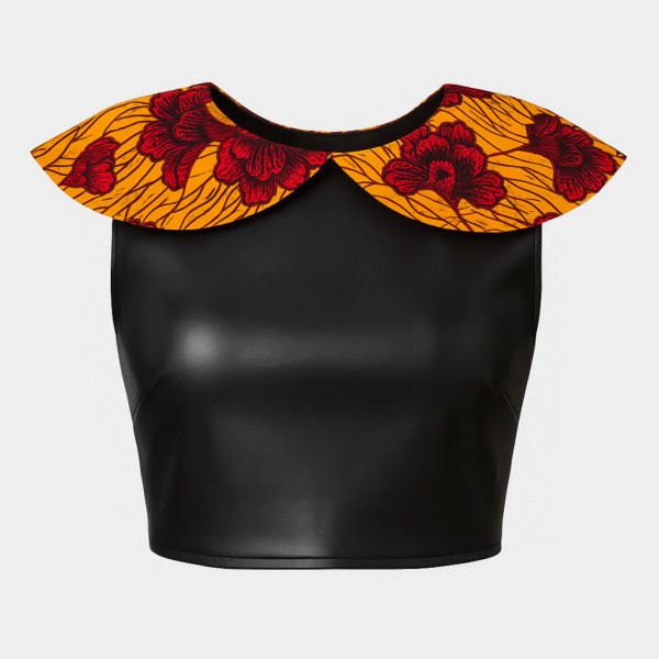 Ankara faux leather crop top